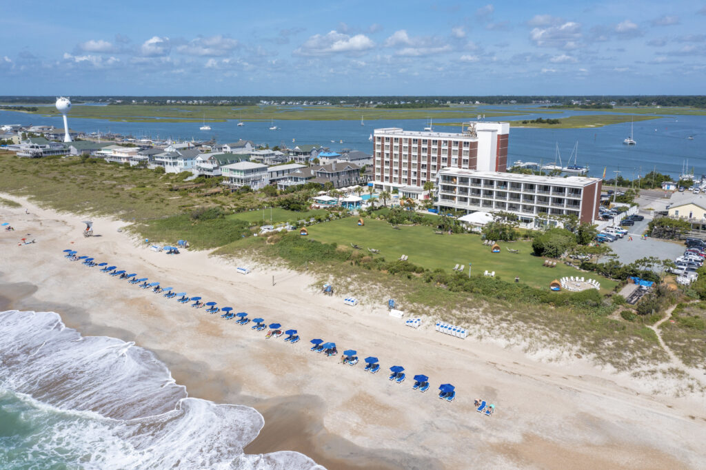 Blockade Runner Hotel in Wrightsville Beach with surf and sound.